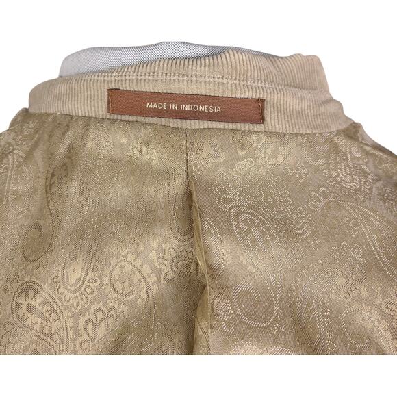 TASSO ELBA Sport Suit Coat Blazer Mens Tan Corduroy Three Button Cotton LARGE - Picture 3 of 11